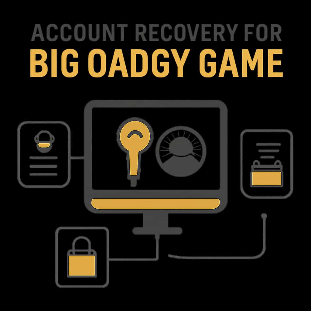 An educational diagram about the steps in account recovery for Big Daddy Game.